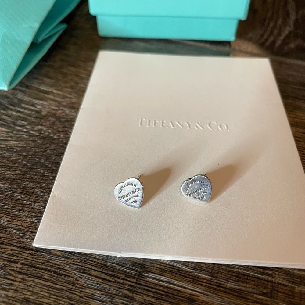 Tiffany heart tag stud mini earrings in silver